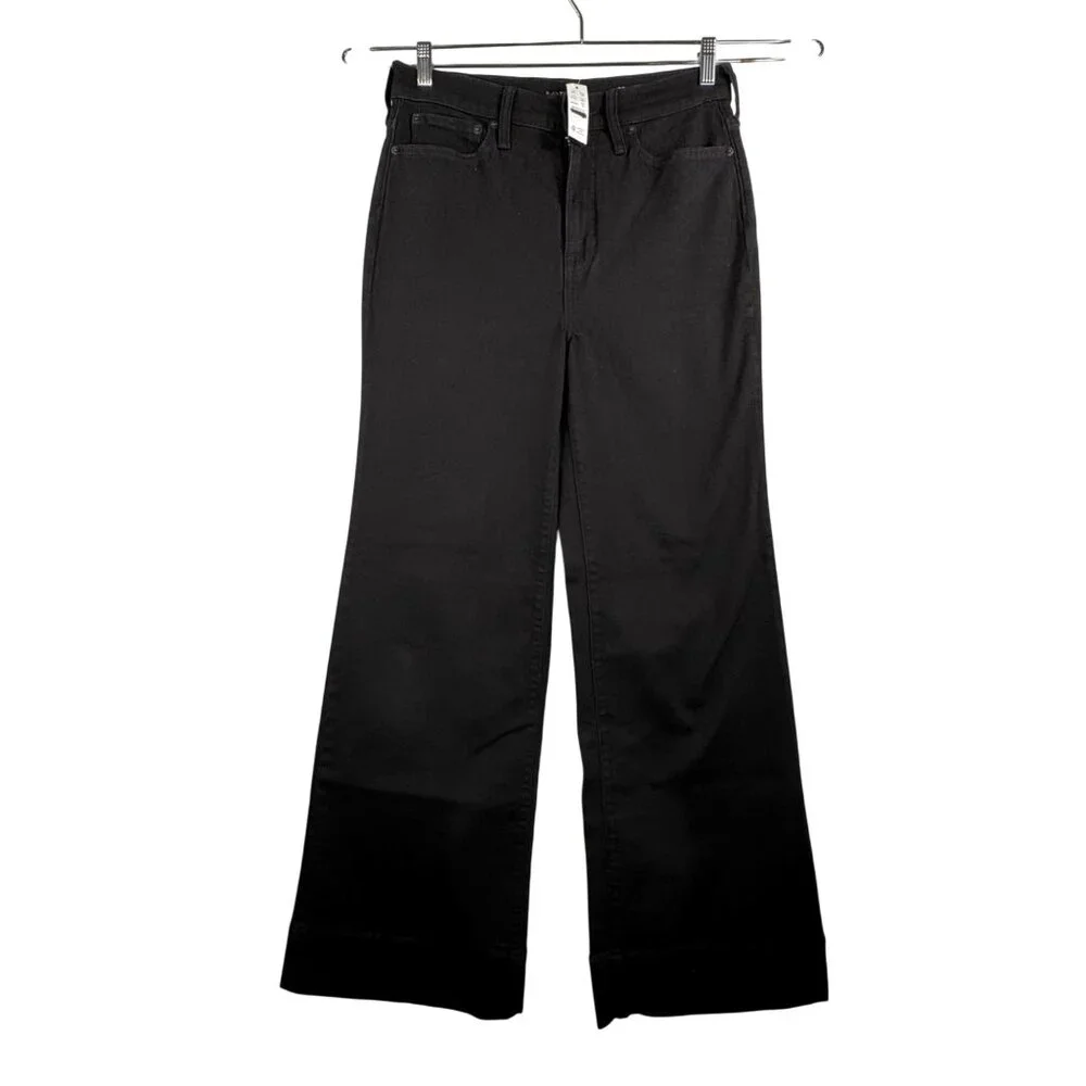 J.crew Denim trouser in 1996 semi-stretch black preppy‎ flare retro 90s sz 27